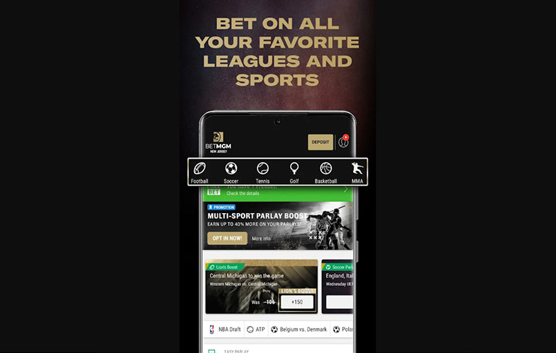 The BetMGM user interface.